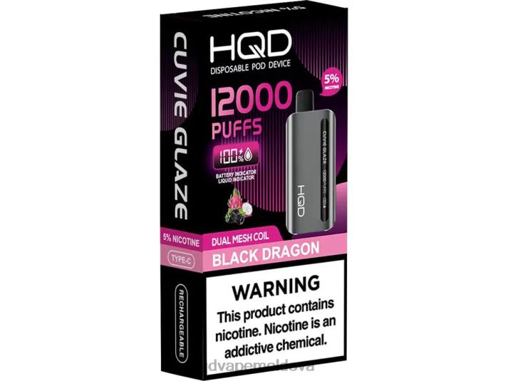 HQD CUVIE GLAZE vapa de unică folosință 12000 Dragon negru 4864Z132 HQD Vape Chișinău