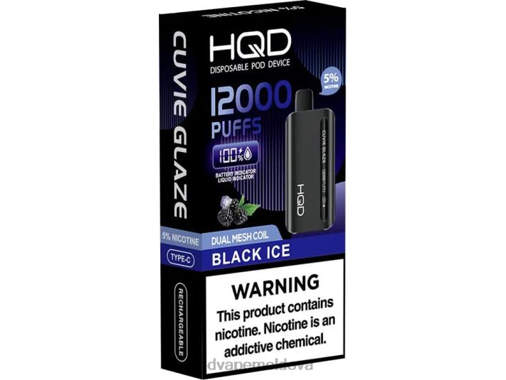 HQD CUVIE GLAZE vapa de unică folosință 12000 gheață neagră 4864Z134 HQD Vape Store
